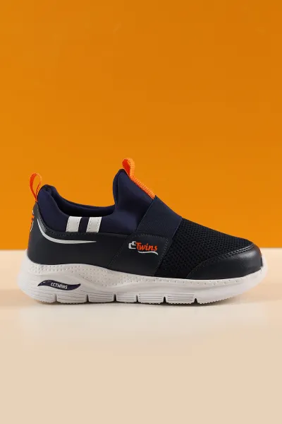 Lacivert Turuncu (31-35 Filet) Twins Baskılı Triko Bağcıksız  Çocuk Spor Ayakkabı 257288