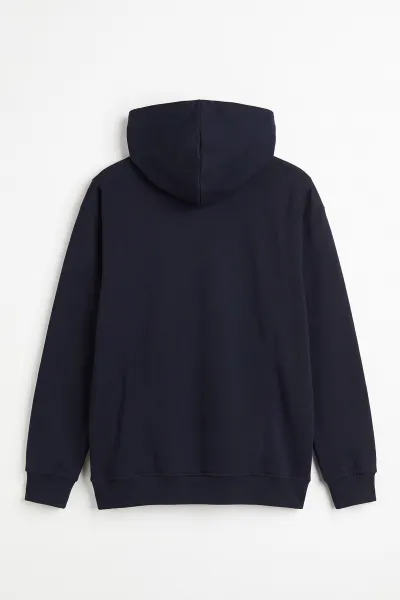 Lacivert Üç İp Şardonlu Kapüşonlu Erkek Sweatshirt 500074