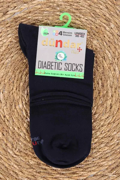 Lacivert Unisex Dört Mevsim Diyabetik Bambu Konç Çorap (36-40) 476994