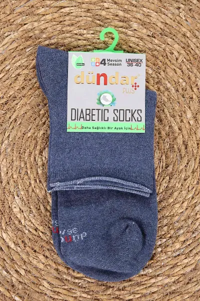 Lacivert Unisex Dört Mevsim Diyabetik Bambu Konç Çorap (36-40) 477035