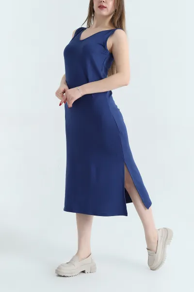 lacivert-v-yaka-kristal-elbise-337763