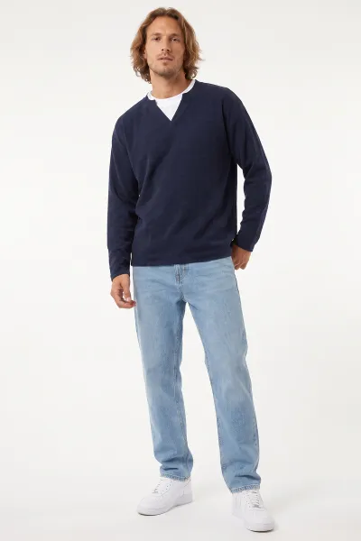 Lacivert V Yaka Triko Erkek Sweatshirt 492021