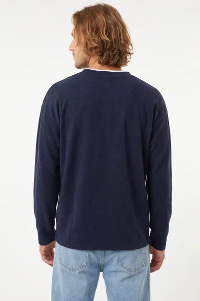 Lacivert V Yaka Triko Erkek Sweatshirt 492021
