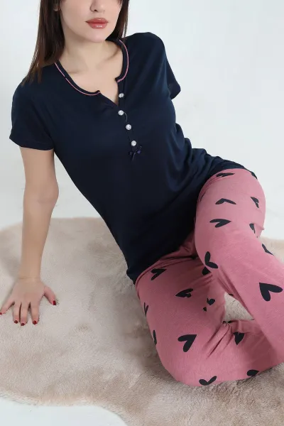 lacivert-viskon-kisa-kol-bayan-pijama-takimi-338231