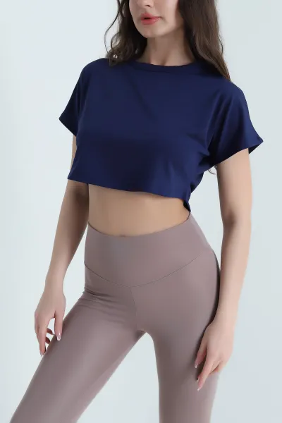 Lacivert Yarasa Kol Dalgıç Kadın Crop 456095
