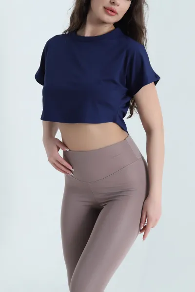 Lacivert Yarasa Kol Dalgıç Kadın Crop 456095