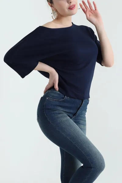 Lacivert Yarasa Kol Oysho Kadın Üst 431516