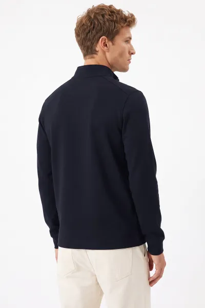 Lacivert Yarım Fermuarlı Erkek Sweatshirt 492048