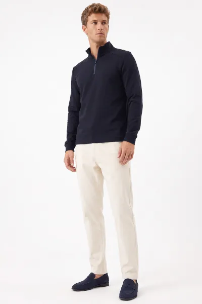 Lacivert Yarım Fermuarlı Erkek Sweatshirt 492048