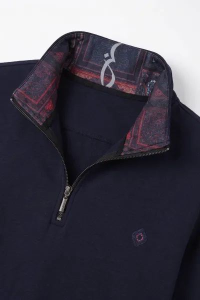 Lacivert Yarım Fermuarlı Erkek Sweatshirt 499405