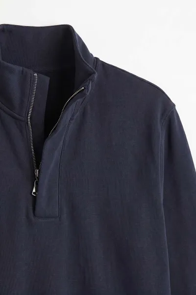 Lacivert Yarım Fermuarlı Lastik Detaylı Erkek Sweatshirt 492052