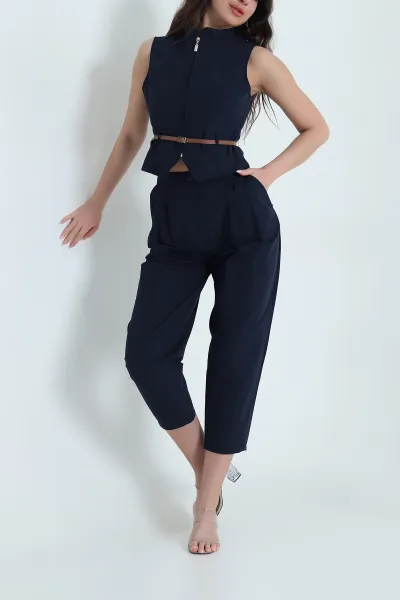 Lacivert Yelek Pantolon Larimar Kadın İkili Takım 457088