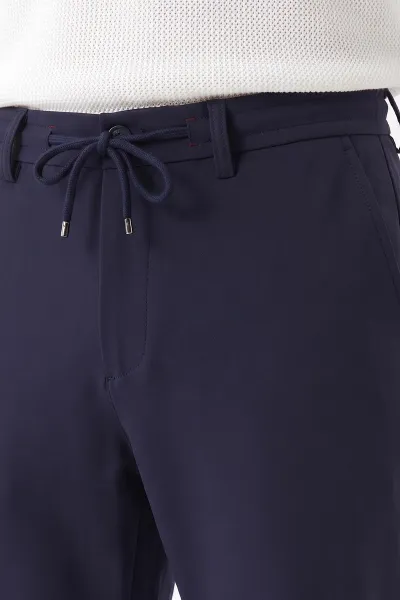 Lacivert Regular Fit Belden Bağlamalı Erkek Pantolon 493155