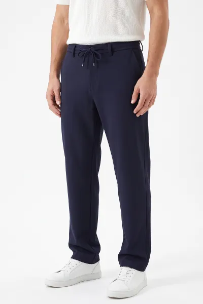 Lacivert Regular Fit Belden Bağlamalı Erkek Pantolon 493155