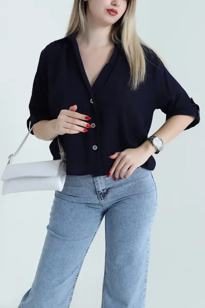 Lacivert Yeni Sezon Kadın Gömlek 467228