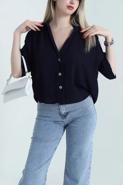 Lacivert Yeni Sezon Kadın Gömlek 467228