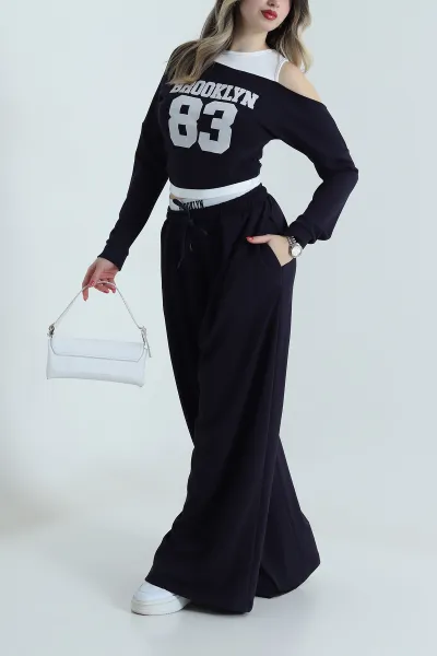 Lacivert Yeni Sezon Modal Kadın İkili Takım 499423