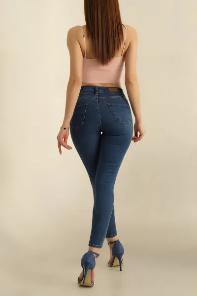 Lacivert Yırtık Likralı Kot Pantolon 259594