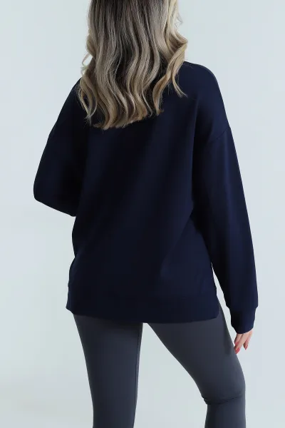 Lacivert Yırtmaçlı Oysho Kadın Sweat 486332
