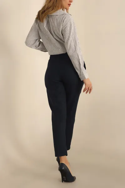 Lacivert Yün Efekt Bayan Pantolon 234229