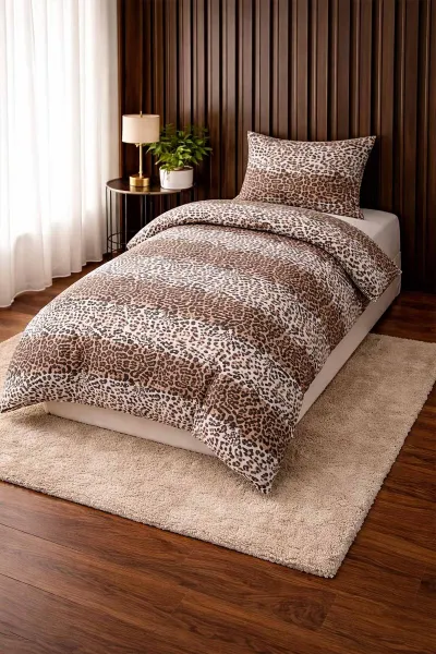 Leopar 160x240 Cm Evnur Desenli Tek Kişilik Nevresim Takımı 455111