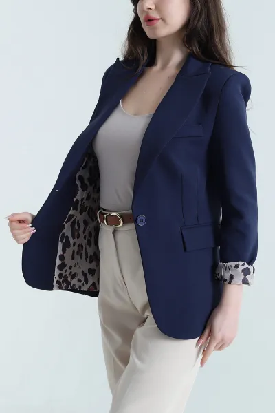 Leopar Astarlı Atlas Kadın Ceket 454119
