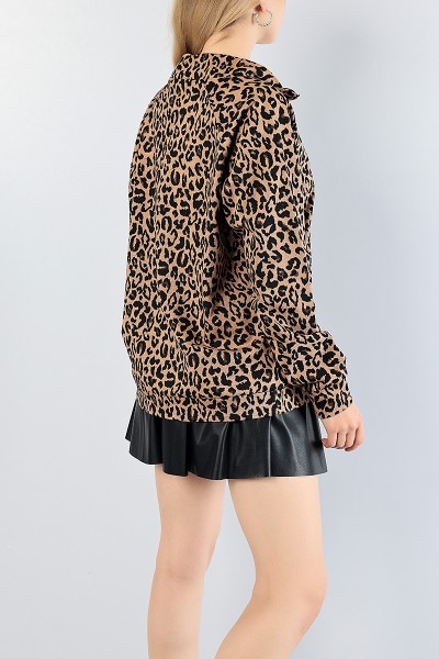 Leopar Desen Bayan Viskon Sweat 81102
