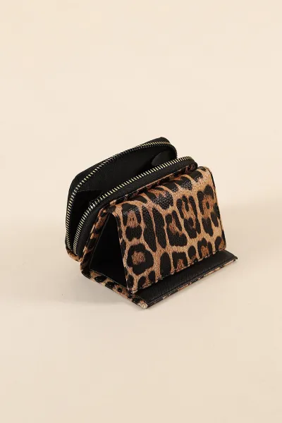 Leopar Desen Fermuarlı Cüzdan 316122