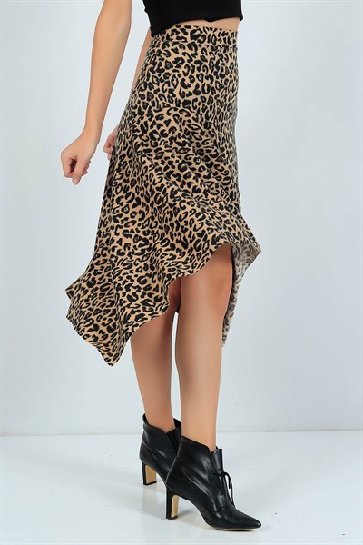 Leopar Desen Selanik Kumaş Etek 24070B