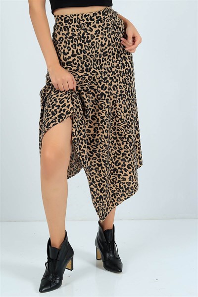 Leopar Desen Selanik Kumaş Etek 24070B