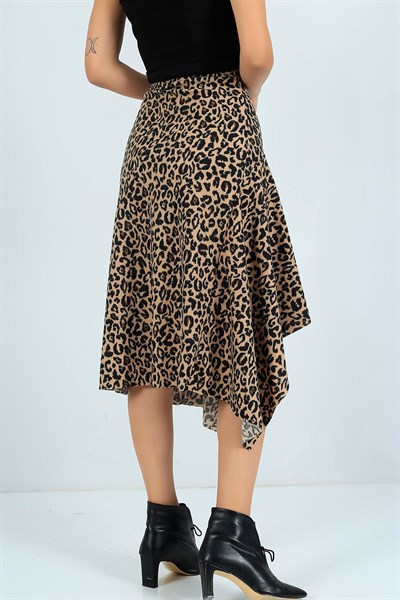 Leopar Desen Selanik Kumaş Etek 24070B