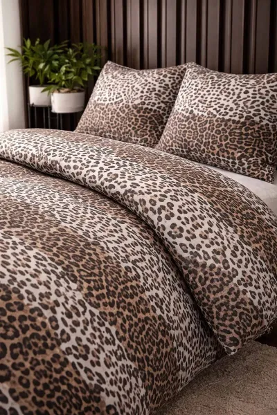 Leopar Desenli 200x240 Çift Kişilik Nevresim Takımı 479236