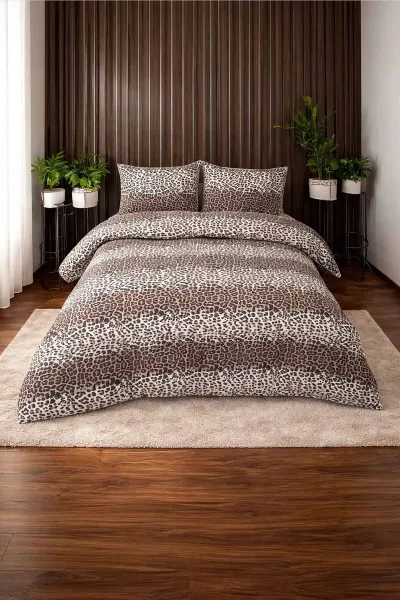 Leopar Desenli 200x240 Çift Kişilik Nevresim Takımı 479236