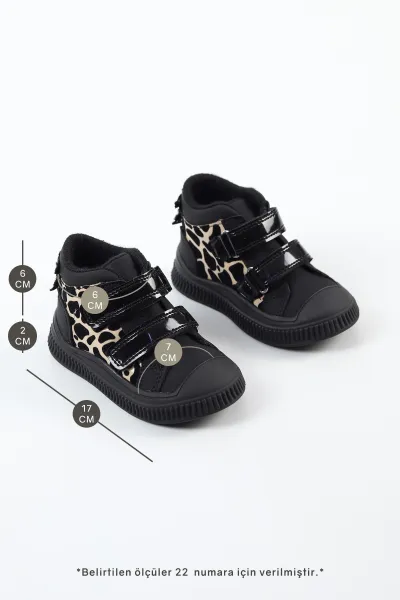 Leopar Desenli ( 22 - 25 ) Cırt Bantlı Kız Bebek Kısa Bot 492655