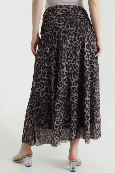 Leopar Desenli Astarlı Kadın Tül Etek 448432
