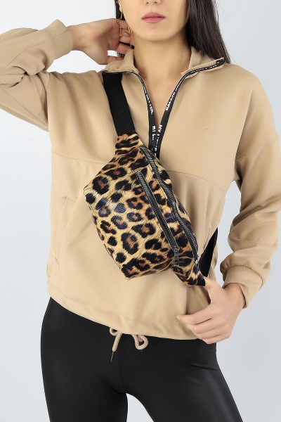 Leopar Desenli Bayan Bel Çantası 52796