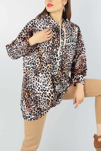 Leopar Desenli Bayan Sweat Tunik 55537