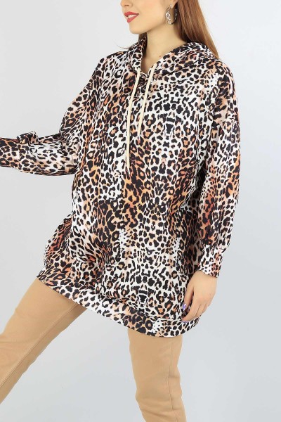 Leopar Desenli Bayan Sweat Tunik 55537
