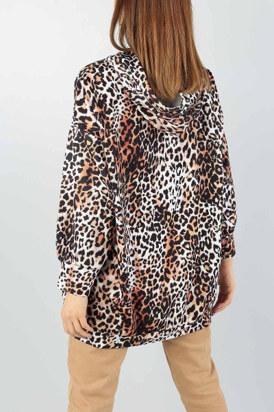 Leopar Desenli Bayan Sweat Tunik 55537