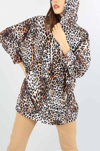 Leopar Desenli Bayan Sweat Tunik 55537