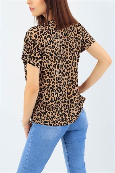 Leopar Desenli Bayan Tişört 36630