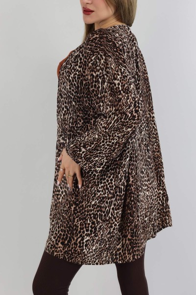 Leopar Desenli Dokuma Viskon Kimono 162930