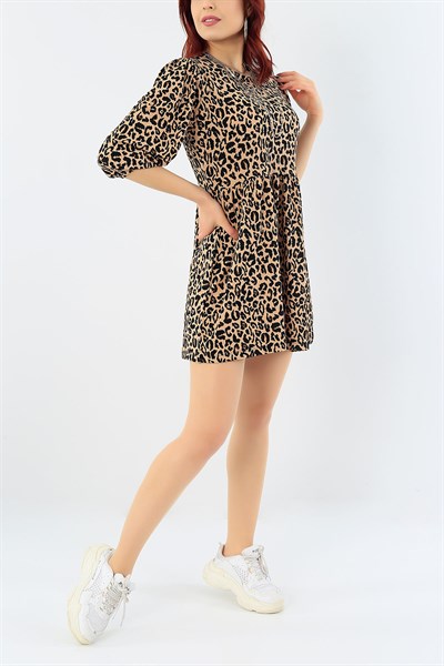 Leopar Desenli Elbise 29717B