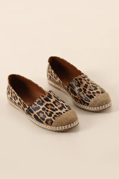 Leopar Desenli Kadın Espadril Ayakkabı 348959