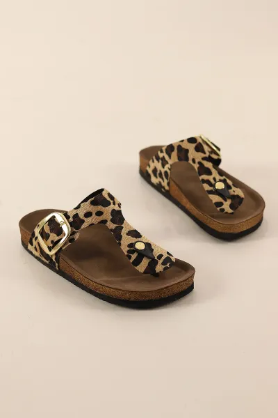 Leopar Desenli Mantar Taban Parmak Arası Kadın Terlik 441410