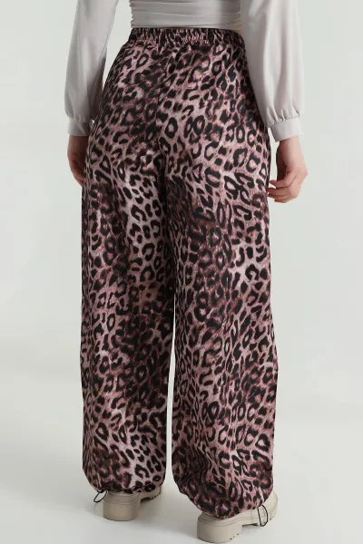 Leopar Desenli Paraşüt Kadın Pantolon 495329