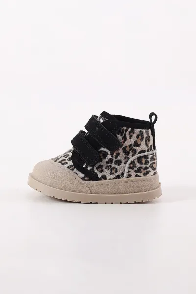 Leopar Desenli Süet ( 22 - 26 ) Cırt Bantlı Kız Bebek Bot 409782