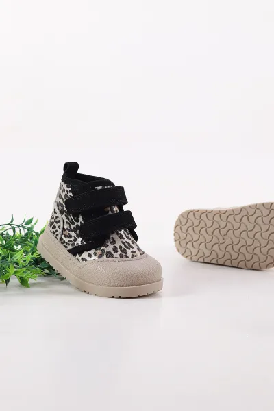Leopar Desenli Süet ( 22 - 26 ) Cırt Bantlı Kız Bebek Bot 409782
