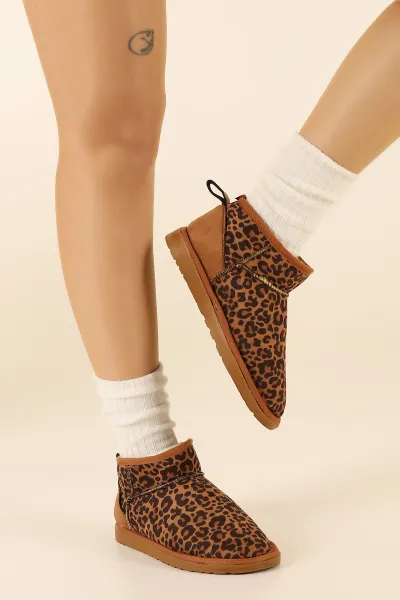 Leopar Desenli Süet İçi Tüylü Kadın Bot 315013