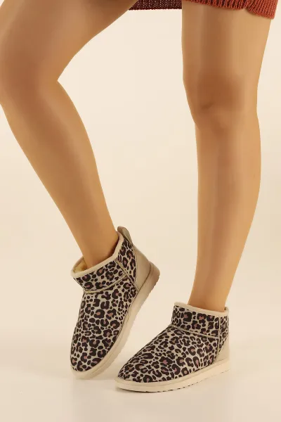 Leopar Desenli Süet İçi Tüylü Kadın Bot 315014